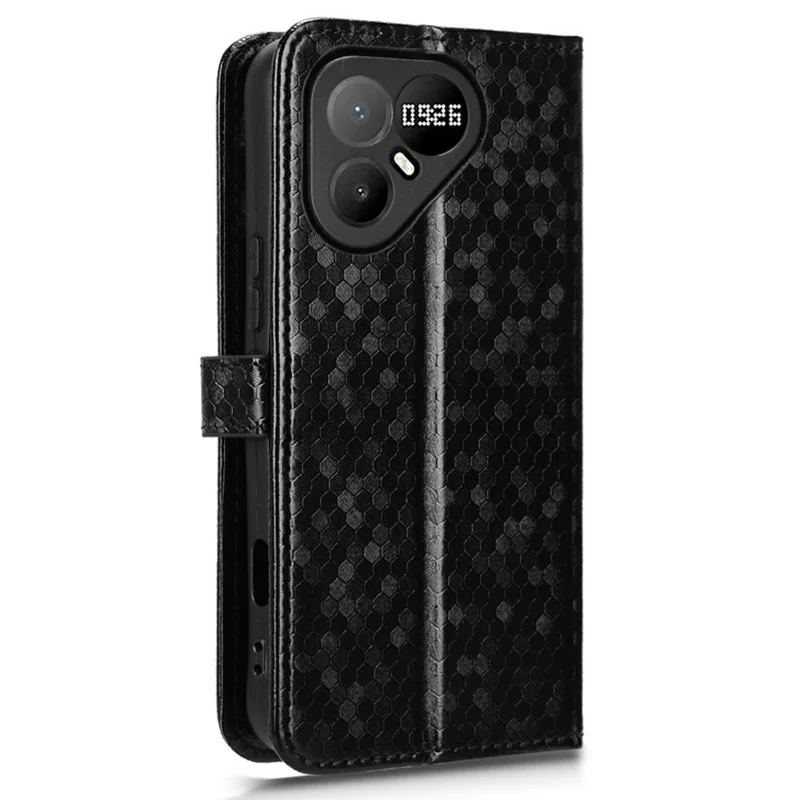 For TECNO Pova 8 Pro 5G Wallet Case Dot Pattern Imprint PU Leather Phone Cover with Wrist Strap - Black