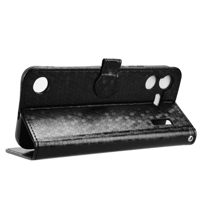 For Nothing Phone (4b) Wallet Case Dot Pattern Imprint PU Leather Phone Cover with Wrist Strap - Black
