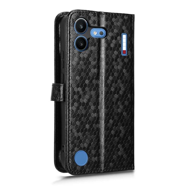 For Nothing Phone (4b) Wallet Case Dot Pattern Imprint PU Leather Phone Cover with Wrist Strap - Black
