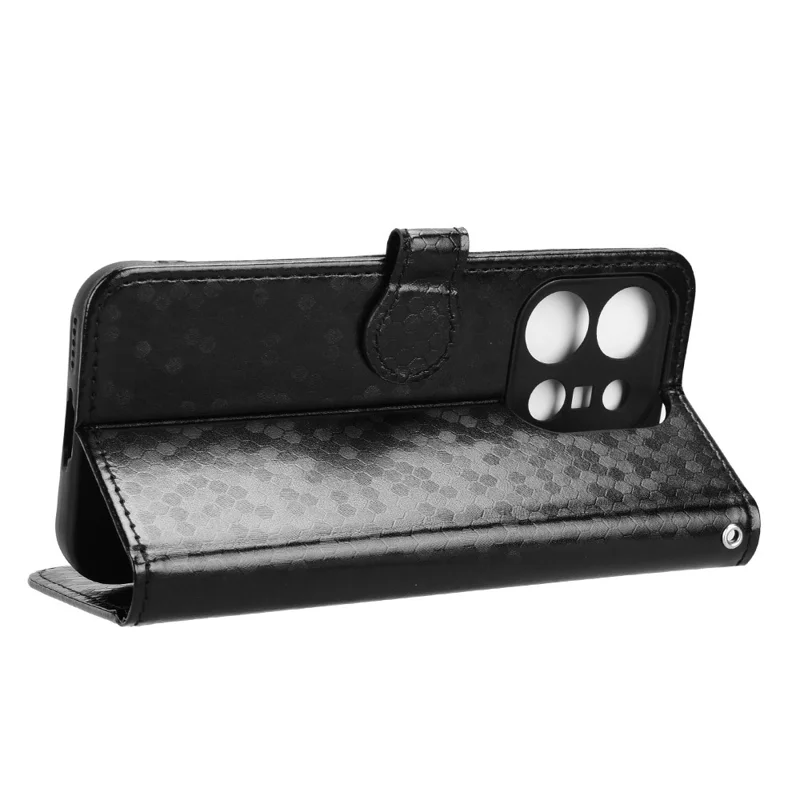 For vivo X300 E 5G Wallet Case Dot Pattern Imprint PU Leather Phone Cover with Wrist Strap - Black