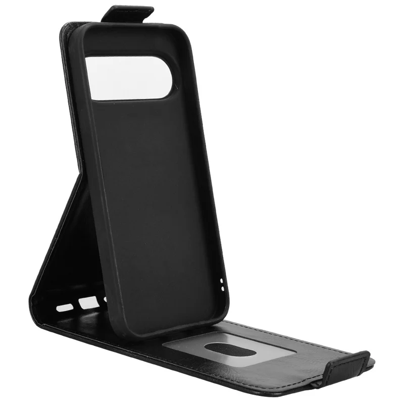 For Google Pixel 11 Pro  /  11 Stand Case Magnetic Clasp Vertical Flip Leather Phone Cover with Card Holder - Black
