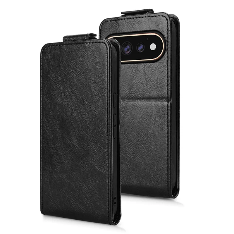 For Google Pixel 11 Pro  /  11 Stand Case Magnetic Clasp Vertical Flip Leather Phone Cover with Card Holder - Black