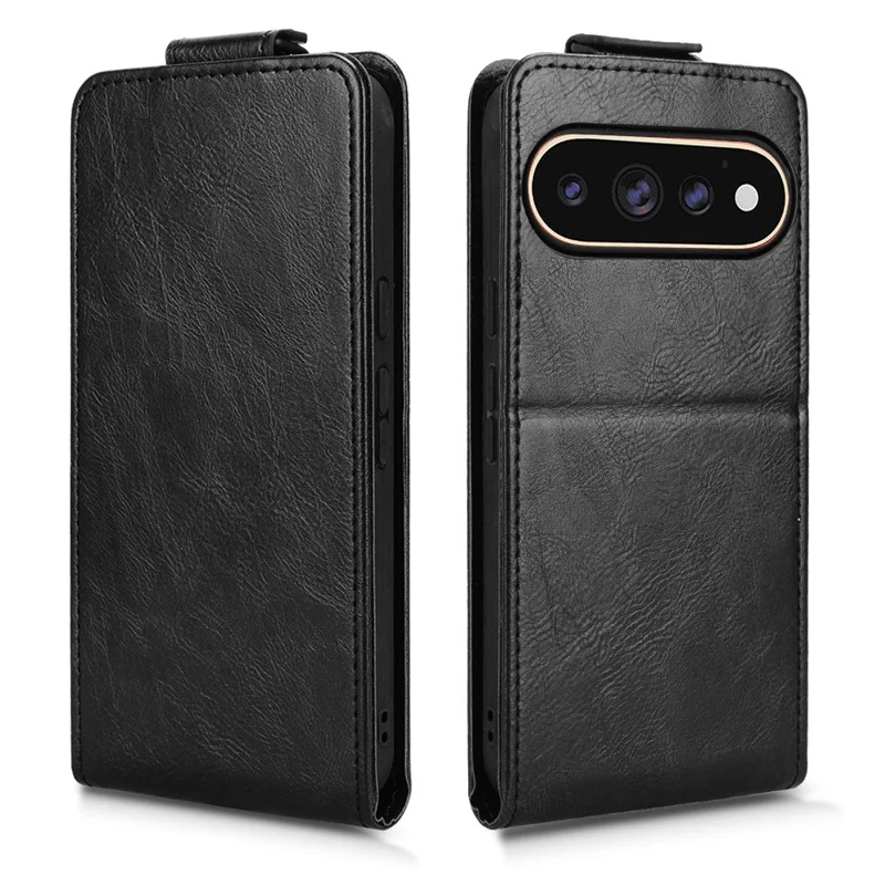 For Google Pixel 11 Pro  /  11 Stand Case Magnetic Clasp Vertical Flip Leather Phone Cover with Card Holder - Black