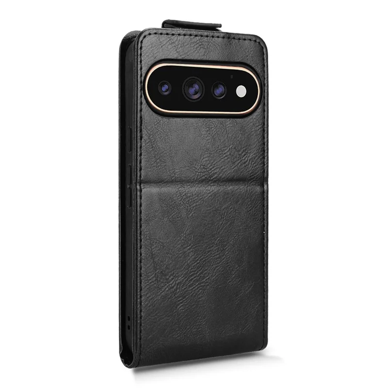 For Google Pixel 11 Pro  /  11 Stand Case Magnetic Clasp Vertical Flip Leather Phone Cover with Card Holder - Black