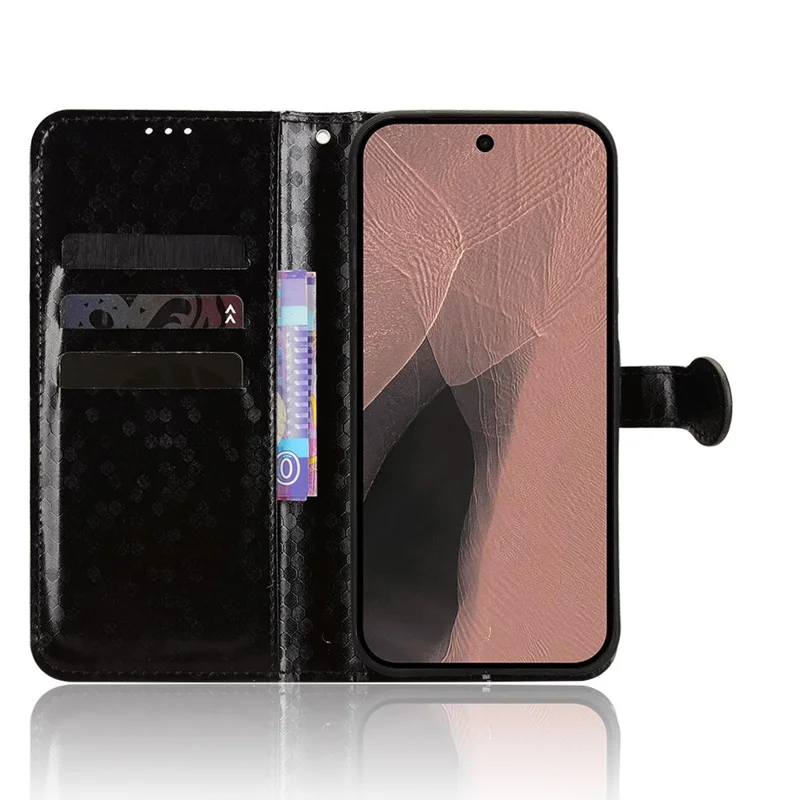 Funda tipo cartera para Google Pixel 11 Pro XL con patrón de puntos, tapa de cuero PU con correa de mano - Negro