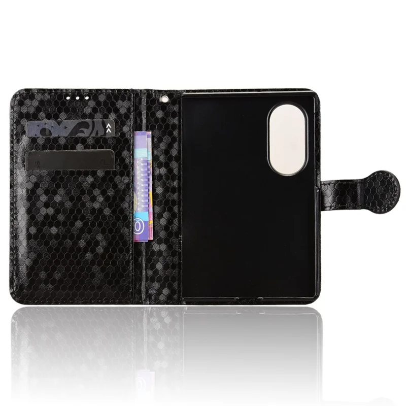For Samsung Galaxy Z Fold8 Wallet Case Dot Pattern Imprint PU Leather Phone Cover with Wrist Strap - Black
