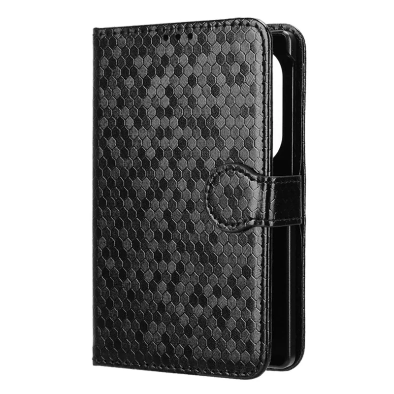 For Samsung Galaxy Z Fold8 Wallet Case Dot Pattern Imprint PU Leather Phone Cover with Wrist Strap - Black