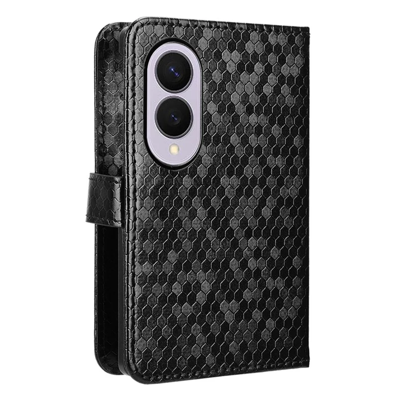 For Samsung Galaxy Z Fold8 Wallet Case Dot Pattern Imprint PU Leather Phone Cover with Wrist Strap - Black