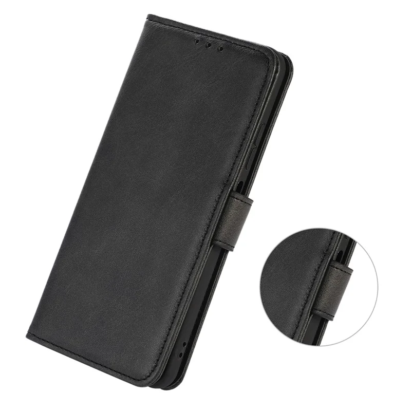 For Google Pixel 11a Case Cowhide Texture Leather Wallet Phone Cover with Stand - Black