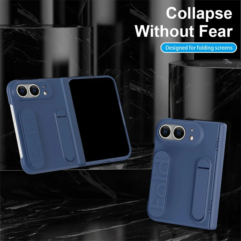 Für iPhone Fold Hülle mit gehärtetem Glasfolie, Silikon-Armband, Ständer, PC-Handyhülle - Blau