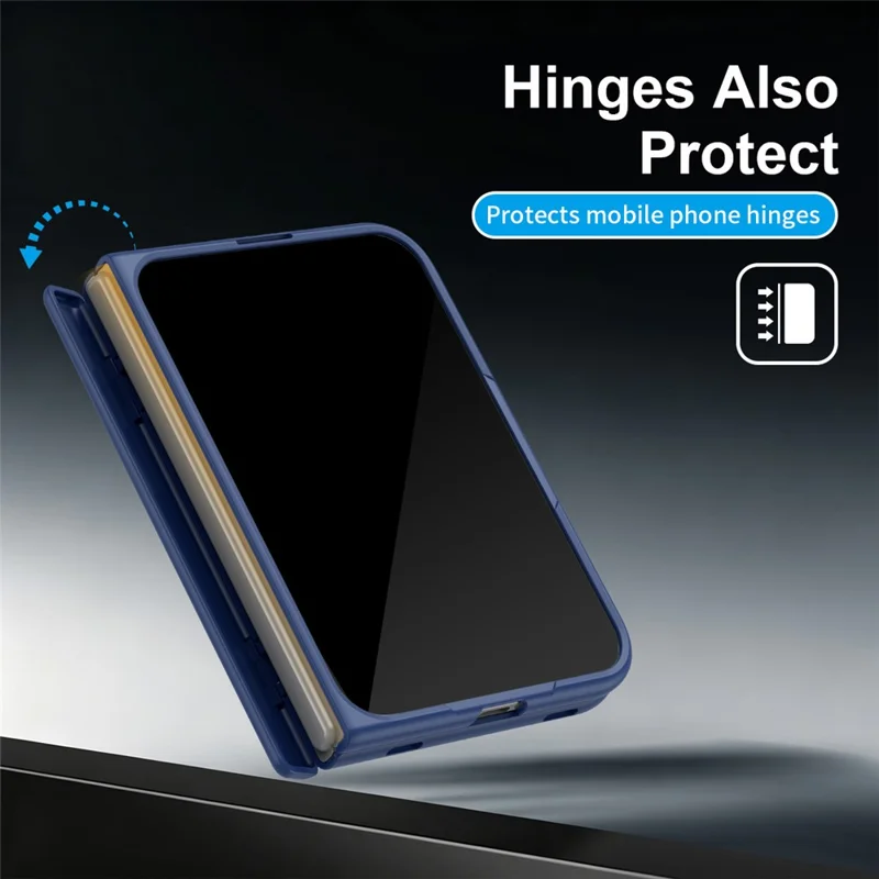 Für iPhone Fold Hülle mit gehärtetem Glasfolie, Silikon-Armband, Ständer, PC-Handyhülle - Blau