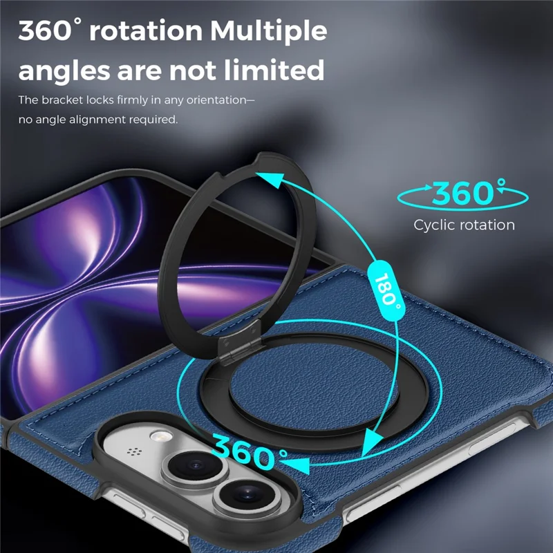 Magnetische hoes voor iPhone Fold met ringstandaard en PU lederen achterkant - Safran