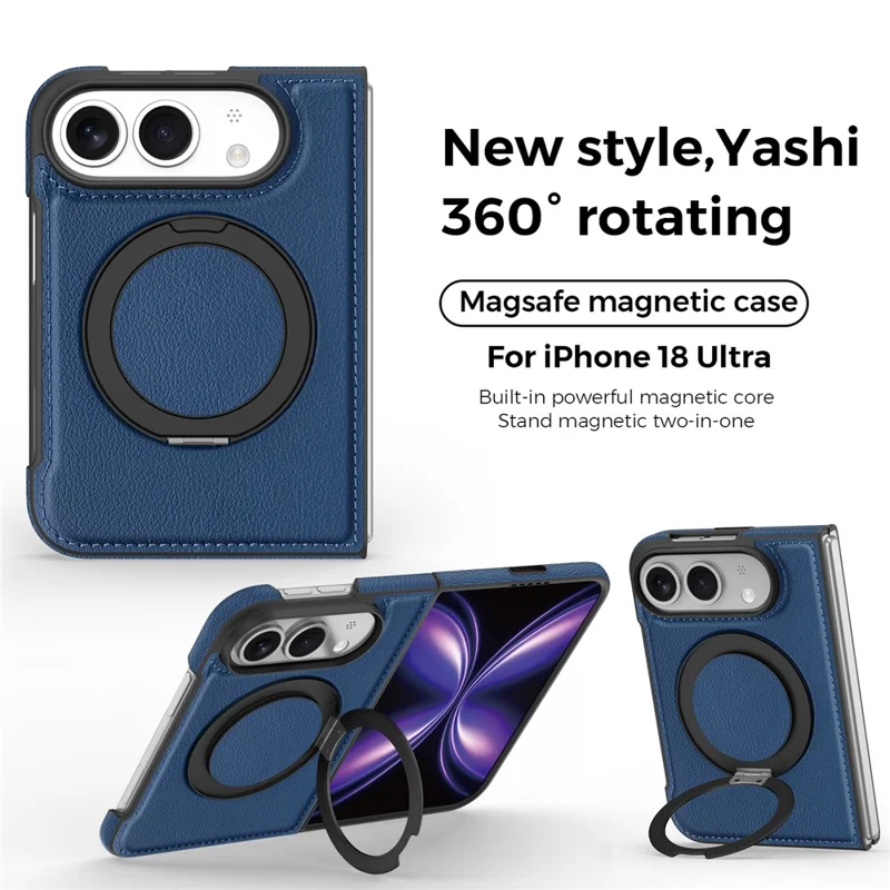 Magnetische hoes voor iPhone Fold met ringstandaard en PU lederen achterkant - Safran