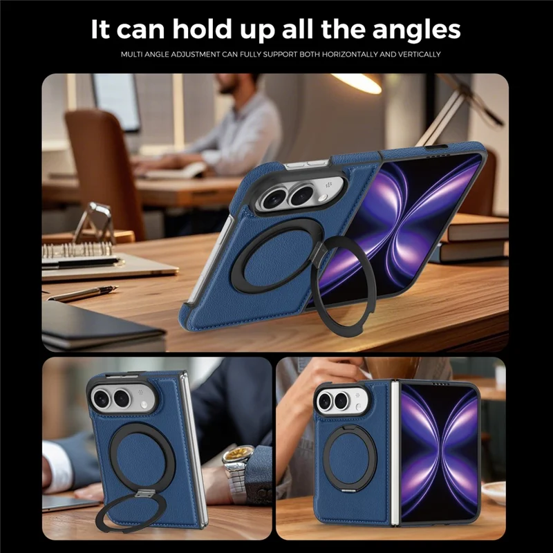 Magnetische hoes voor iPhone Fold met ringstandaard en PU lederen achterkant - Safran
