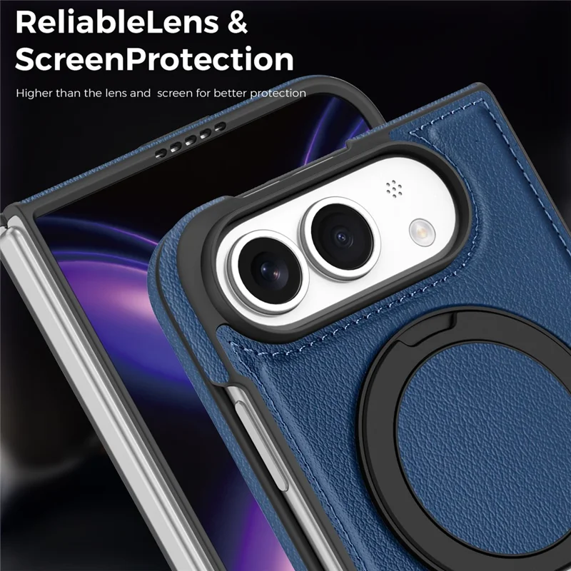 Magnetische hoes voor iPhone Fold met ringstandaard en PU lederen achterkant - Safran
