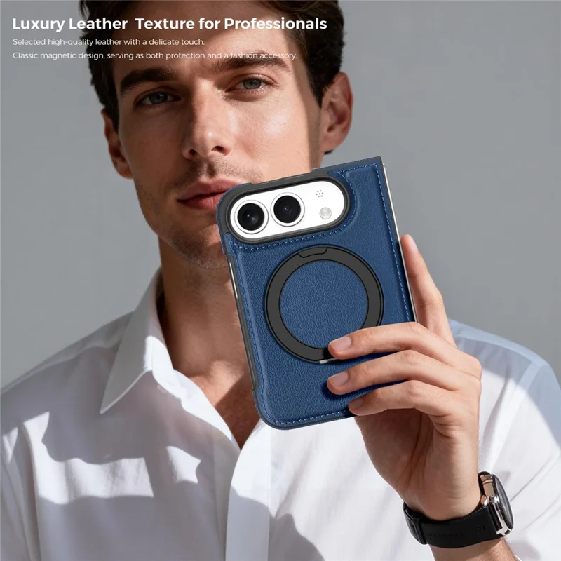 Magnetische hoes voor iPhone Fold met ringstandaard en PU lederen achterkant - Safran