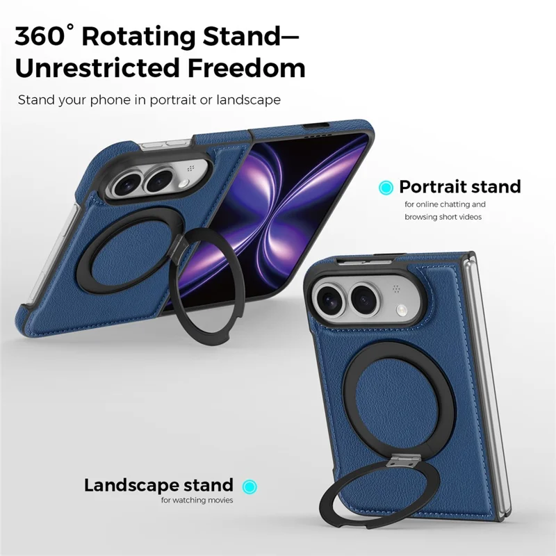 Magnetische hoes voor iPhone Fold met ringstandaard en PU lederen achterkant - Safran