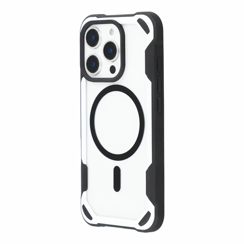 For iPhone 16 Pro Max Magnetic Case Four Corner TPU + Acrylic Shockproof Phone Cover - Black