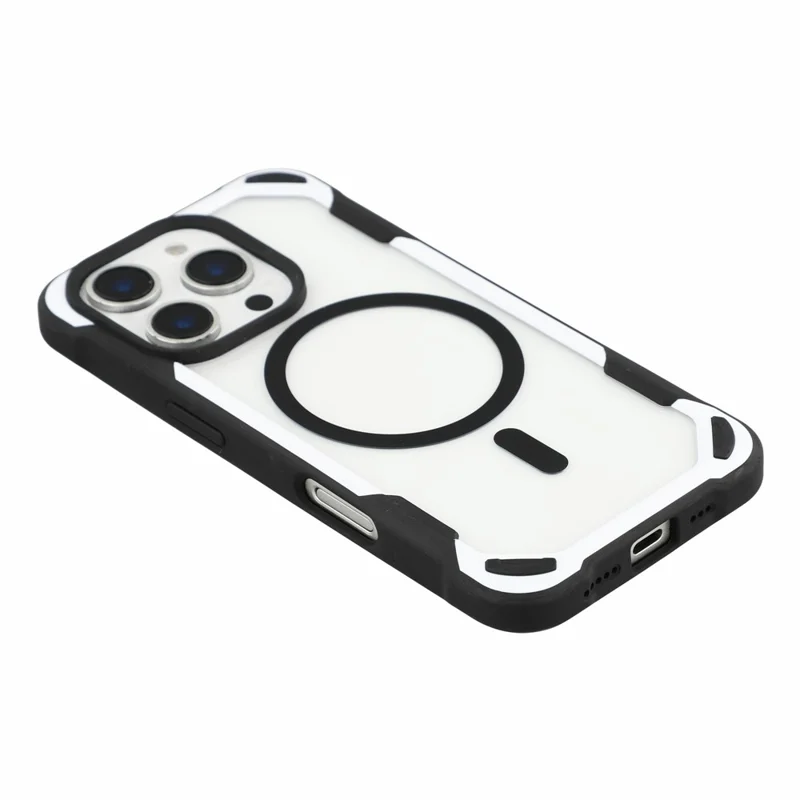For iPhone 16 Pro Max Magnetic Case Four Corner TPU + Acrylic Shockproof Phone Cover - Black