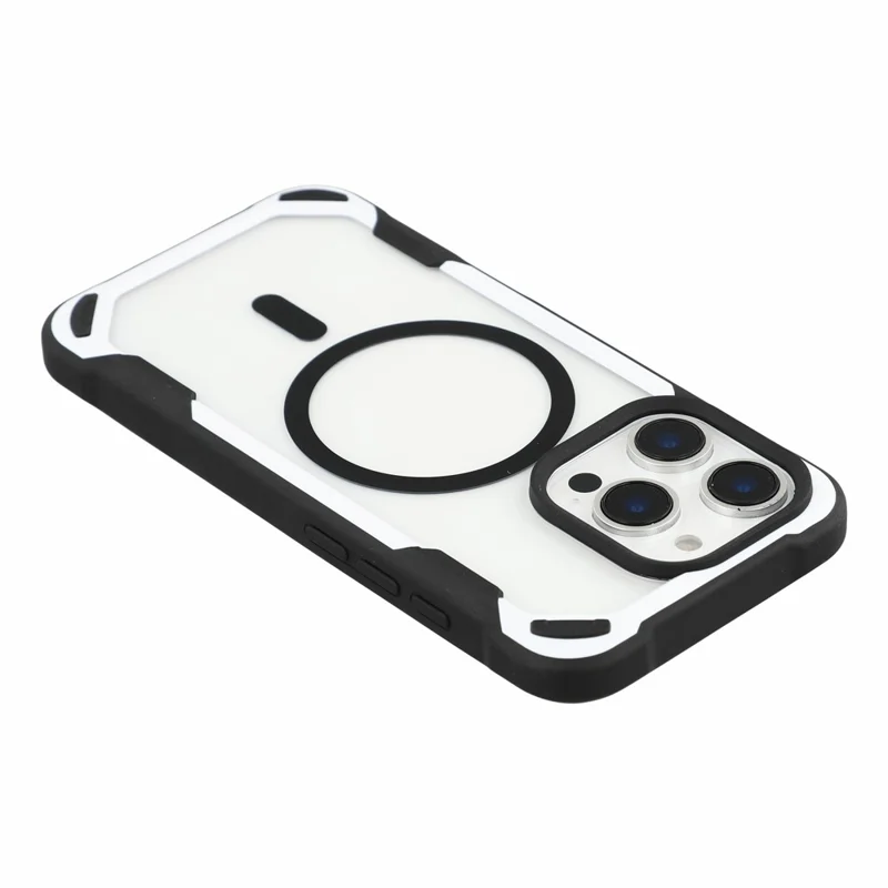For iPhone 16 Pro Max Magnetic Case Four Corner TPU + Acrylic Shockproof Phone Cover - Black