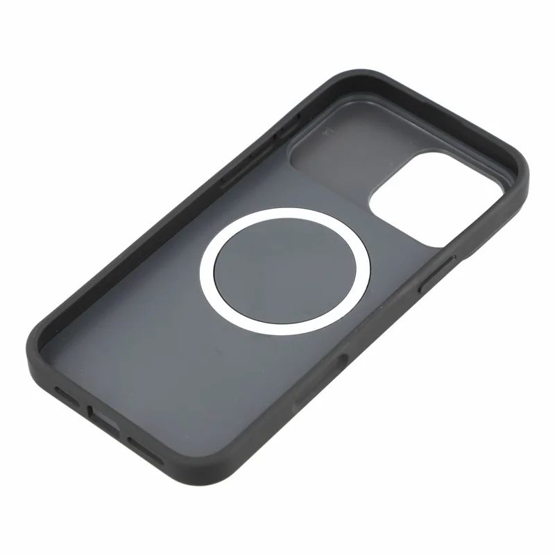 For iPhone 16 Pro Magnetic Case Water Ripple Texture PC + TPU Scratch Resistant Phone Cover - Black