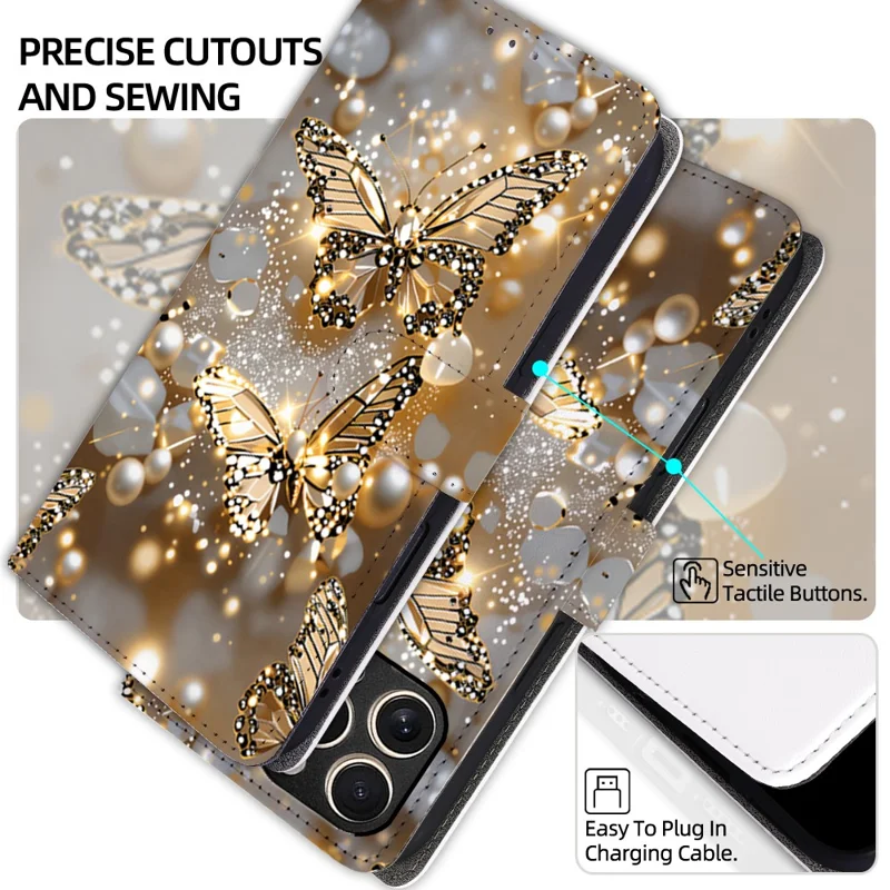For iPhone 16 Pro Case Pattern Printed PU Leather Wallet Flip Phone Cover - QMMY0237