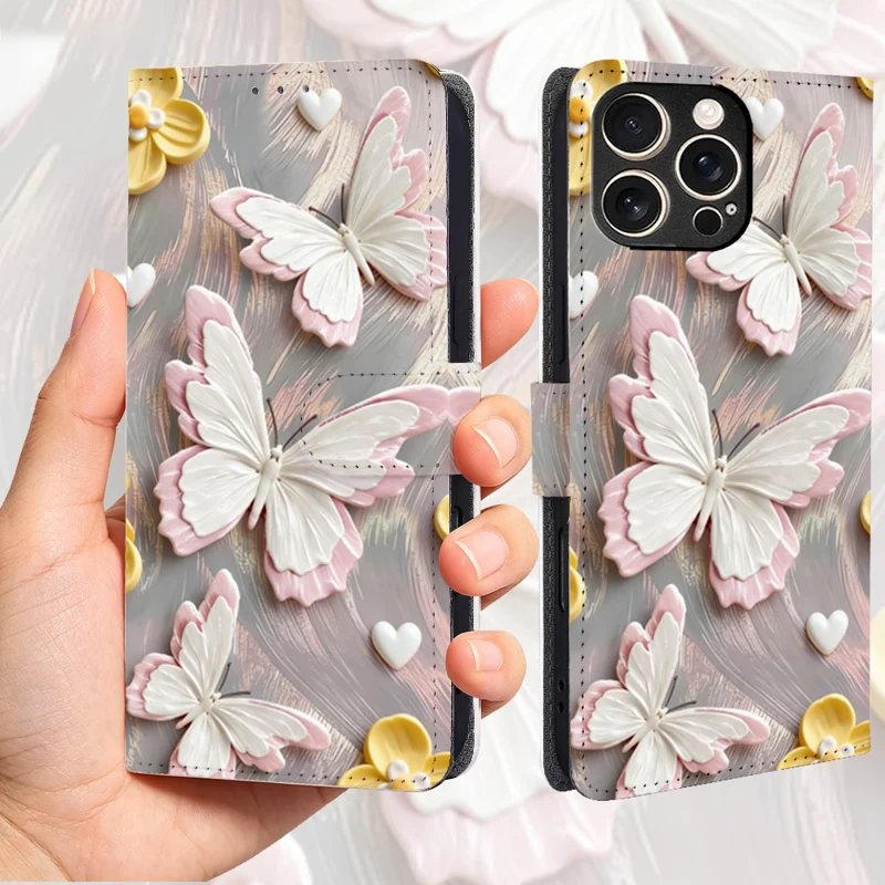 For iPhone 16 Pro Max Case Pattern Printed PU Leather Wallet Flip Phone Cover - QMFD0005
