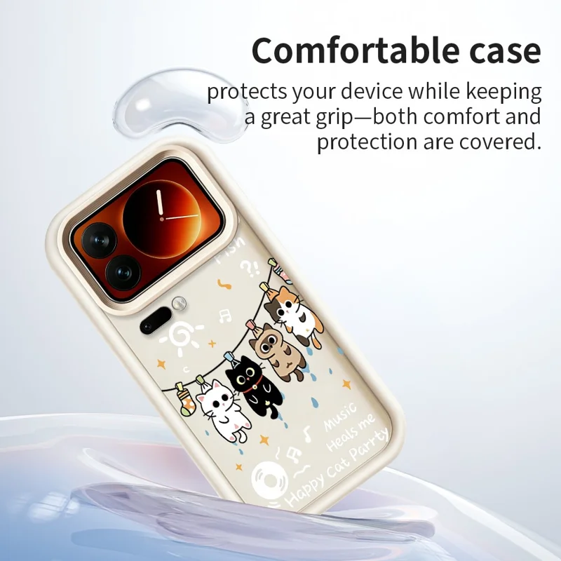 For Xiaomi 17 Pro TPU Case Four Cartoon Cat Pattern Rubberized Phone Back Cover - White