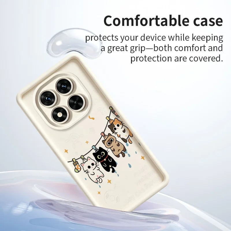 For Xiaomi Redmi Note 15 Pro+ 5G (Global)  /  Poco M8 Pro 5G TPU Case Four Cartoon Cat Pattern Rubberized Phone Back Cover - White