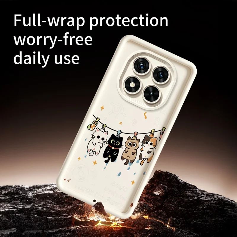 For Xiaomi Redmi Note 15 Pro+ 5G (Global)  /  Poco M8 Pro 5G TPU Case Four Cartoon Cat Pattern Rubberized Phone Back Cover - White
