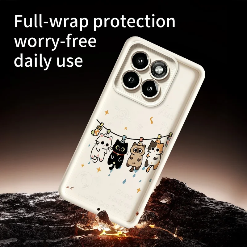 For Motorola Moto G56 5G TPU Case Four Cartoon Cat Pattern Rubberized Phone Back Cover - White