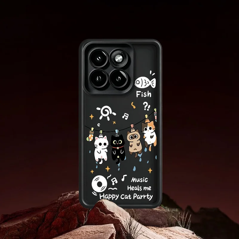 For Motorola Moto G56 5G TPU Case Four Cartoon Cat Pattern Rubberized Phone Back Cover - White
