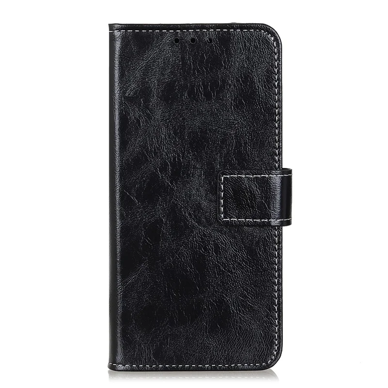 For Sony Xperia 10 VIII Case Wallet Leather Phone Cover Crazy Horse Texture - Black