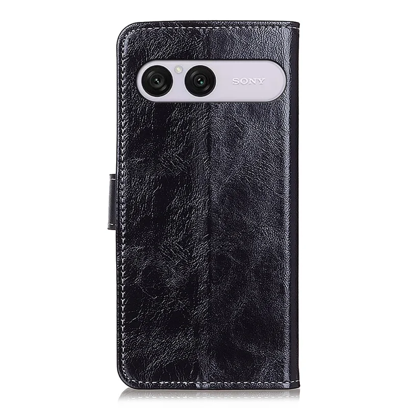 For Sony Xperia 10 VIII Case Wallet Leather Phone Cover Crazy Horse Texture - Black