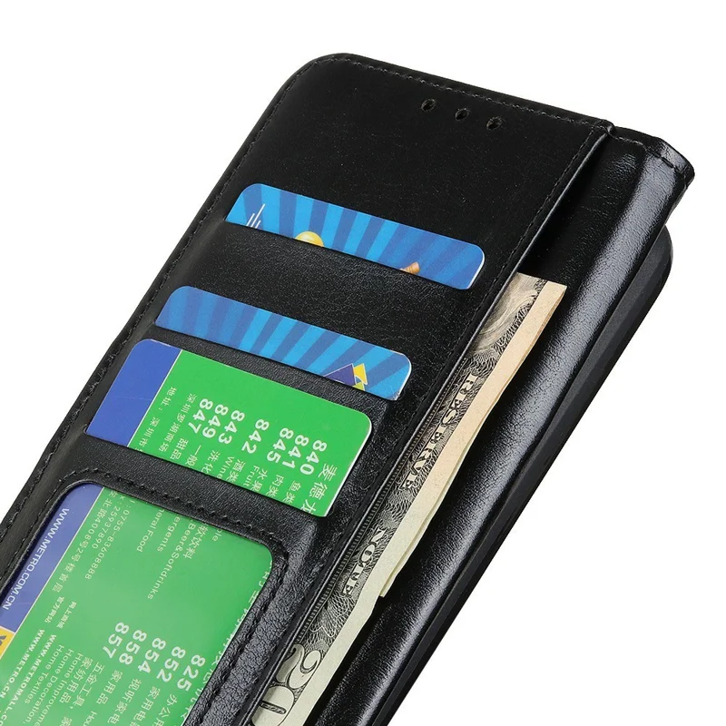 For Google Pixel 11a Case Crazy Horse Texture PU Leather Phone Stand Cover - Black