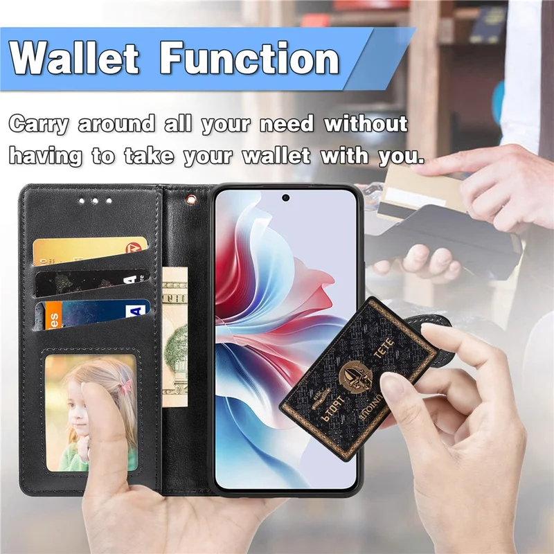 For Xiaomi 17T Case Stand Wallet Leather Phone Cover with Tempered Glass Screen Protector - Black