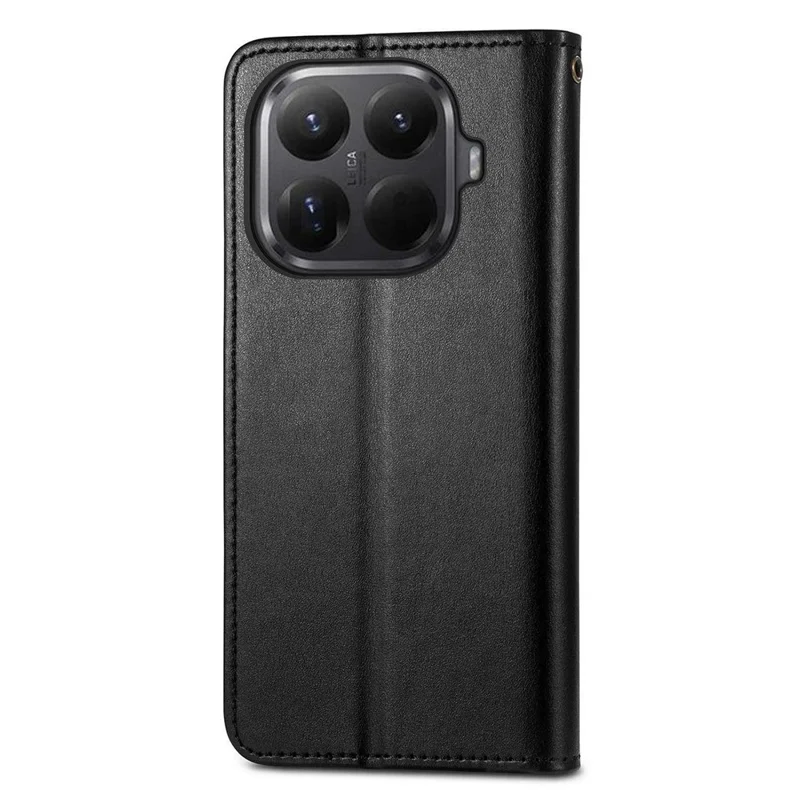 For Xiaomi 17T Case Stand Wallet Leather Phone Cover with Tempered Glass Screen Protector - Black