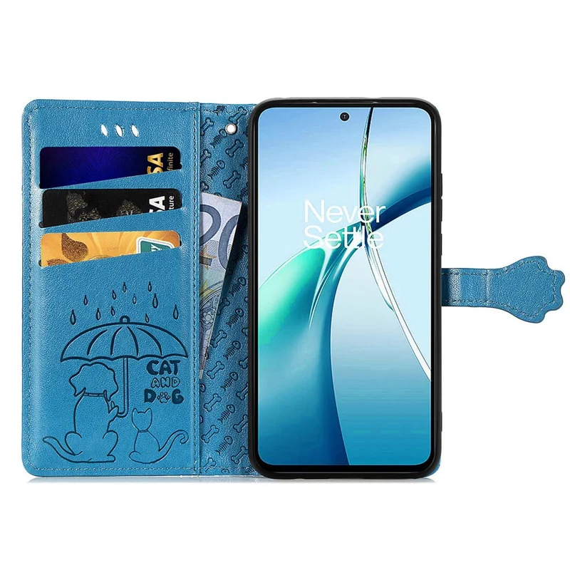 For Xiaomi 17T Case with Tempered Glass Screen Protector Cute Cat Dog Pattern PU Leather Wallet Phone Cover - Blue