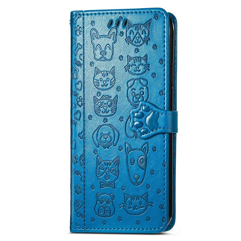For Xiaomi 17T Case with Tempered Glass Screen Protector Cute Cat Dog Pattern PU Leather Wallet Phone Cover - Blue