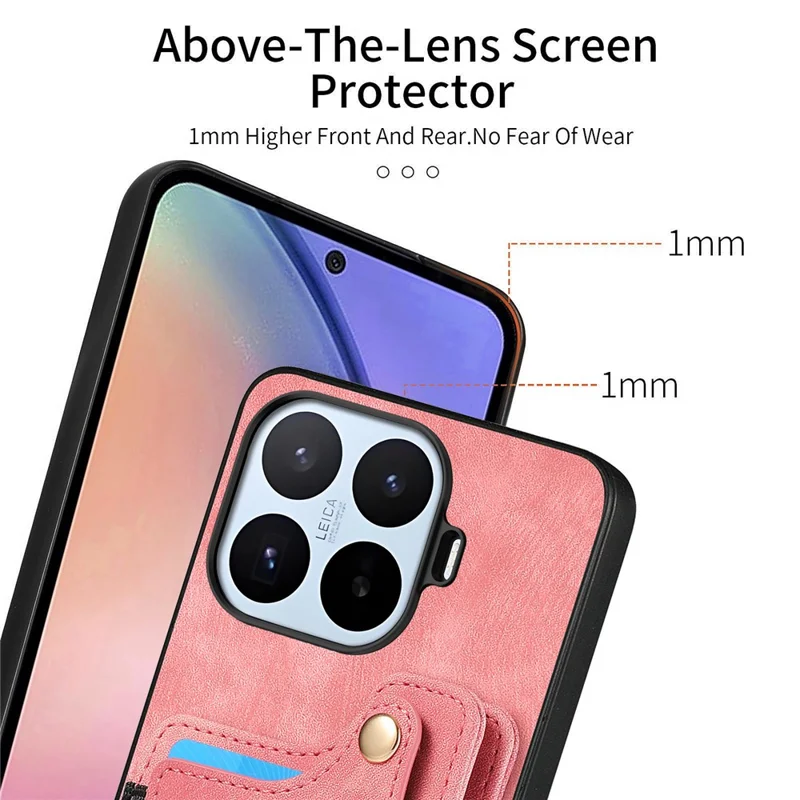 For Xiaomi 17T Case RFID Blocking Card Holder Retro PU Leather Back Cover with Tempered Glass Screen Protector - Pink