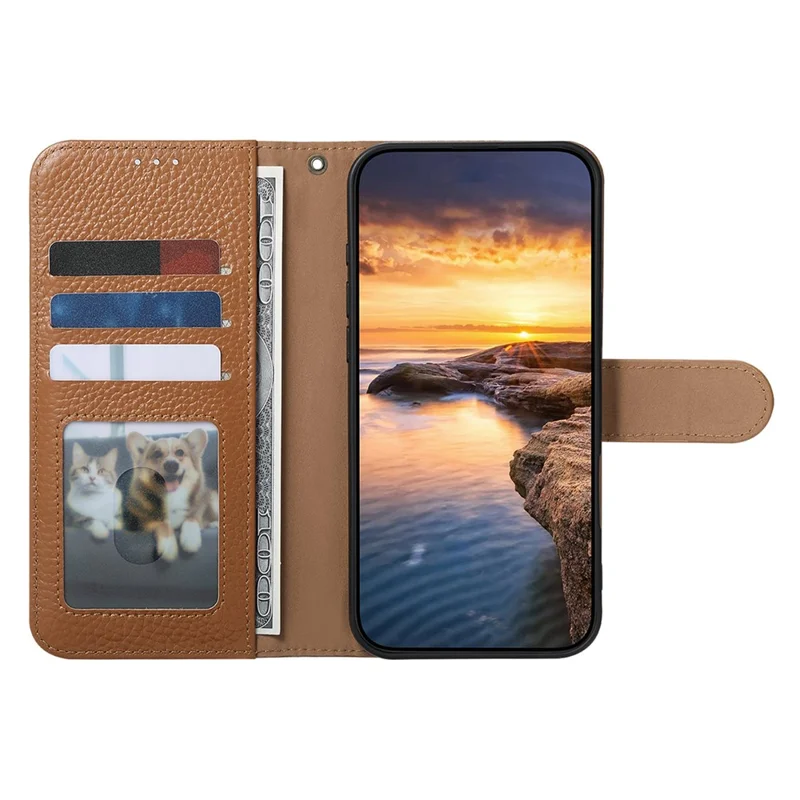 Capa Carteira em Pele Sintética para Xiaomi 17T com Bloqueio RFID e Protetor de Ecrã de Vidro Temperado - Castanho