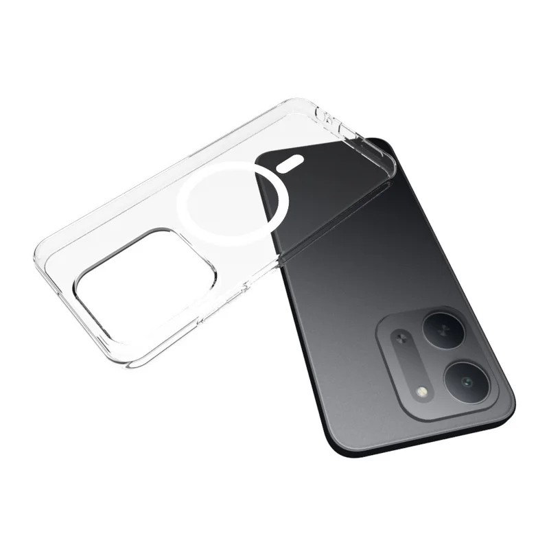 For Xiaomi Redmi 17C 5G Magnetic Case Watermark-Resistant TPU Phone Back Cover - Transparent