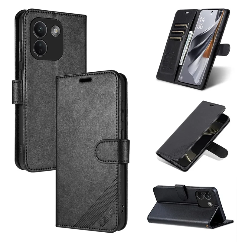 AZNS For Xiaomi Redmi Note 17 Pro Max 5G Case Anti-Scratch PU Leather Stand Wallet Phone Cover - Black