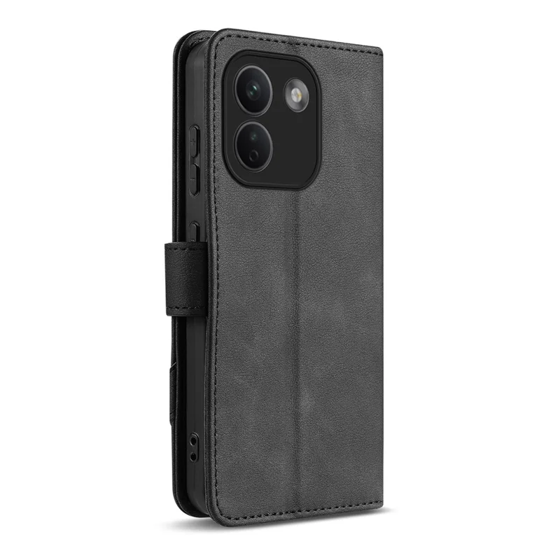 AZNS A2 For Xiaomi Redmi Note 17 Pro Max 5G Leather Case with Wrist Strap RFID Blocking Wallet Stand Phone Cover - Black