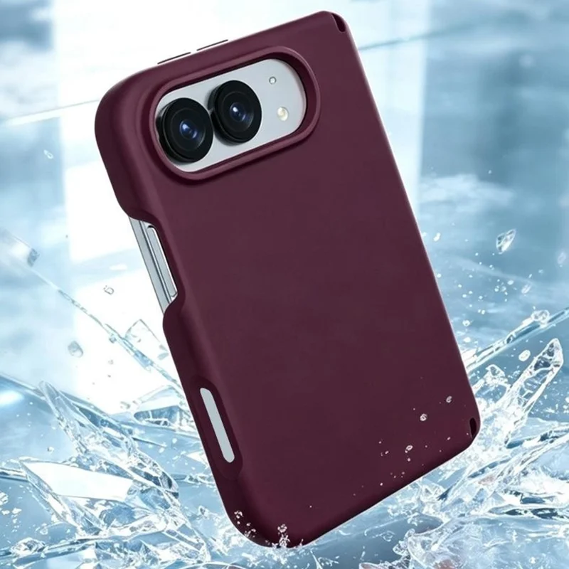 For iPhone Duo Case Dual-Axis Liquid Silicone Foldable Phone Cover - Cherry Red