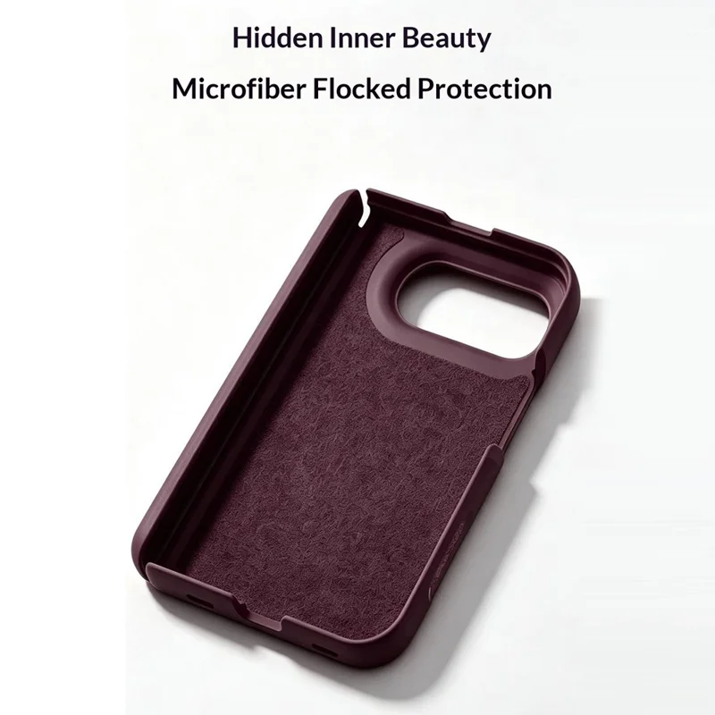 For iPhone Duo Case Dual-Axis Liquid Silicone Foldable Phone Cover - Cherry Red