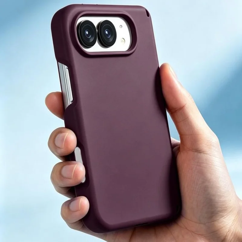 For iPhone Duo Case Dual-Axis Liquid Silicone Foldable Phone Cover - Cherry Red