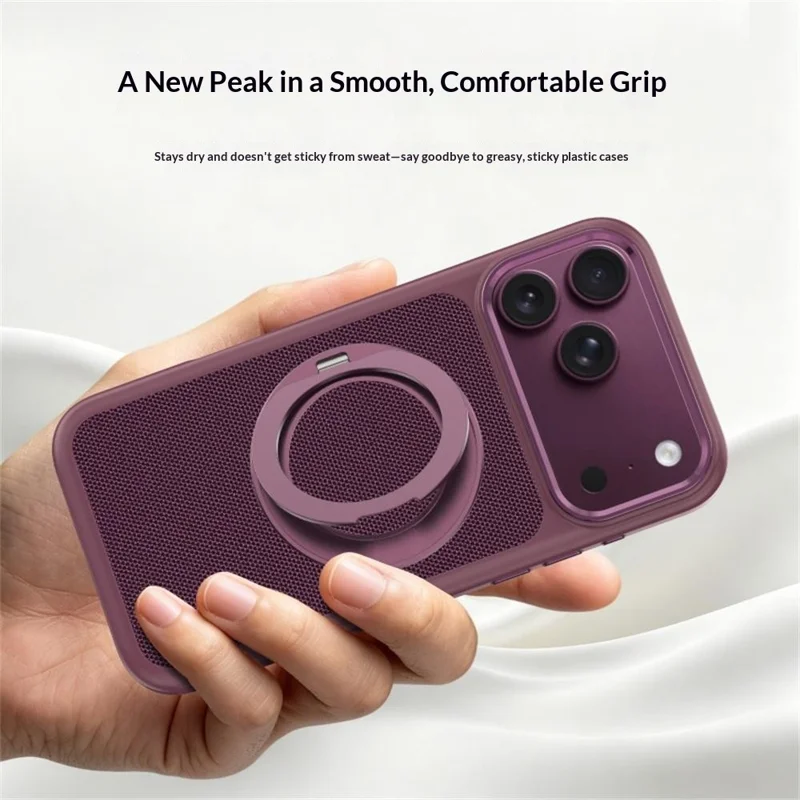 For iPhone 18 Pro Max  /  17 Pro Max Magnetic Case Rotating Kickstand PU Leather + TPU + PC Phone Back Cover - Light Grey