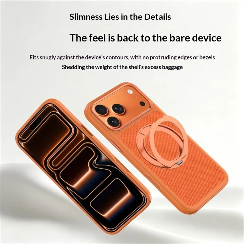 For iPhone 18 Pro Max  /  17 Pro Max Magnetic Case Rotating Kickstand PU Leather + TPU + PC Phone Back Cover - Light Grey