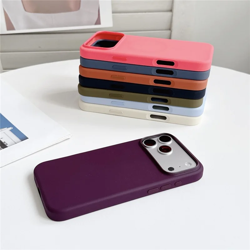 For iPhone 18 Pro Magnetic Case Liquid Silicone Phone Back Cover (No Logo) - Wine Red